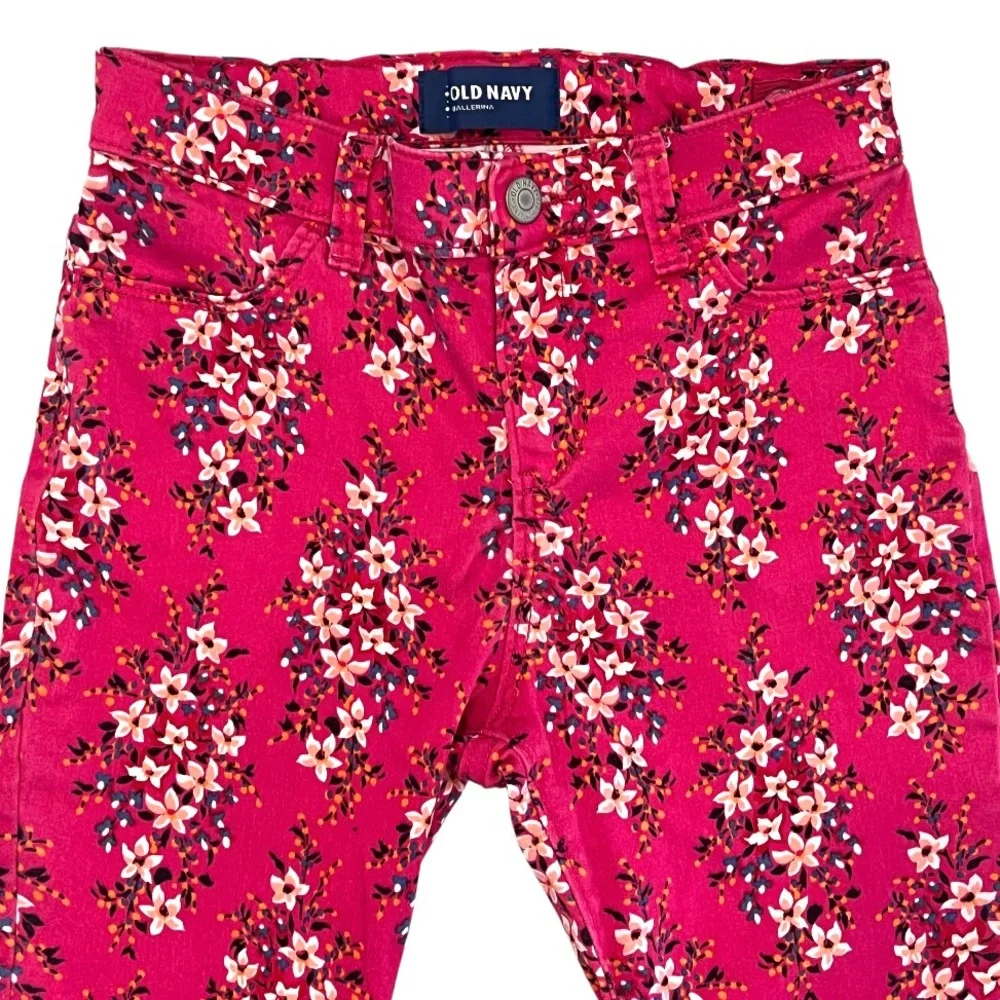 Old Navy Ballerina Jeggings Girls 12 Pink Floral Adjustable Waist